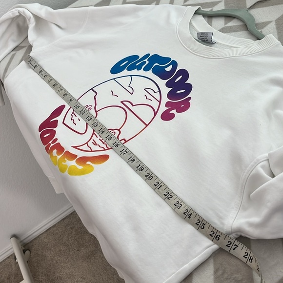 Outdoor Voices Crewneck Sweatshirt White Hippie Groovy Sunset Print Size XL - Picture 6 of 7